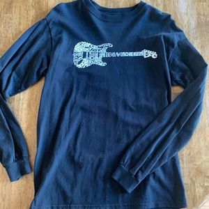 Unisex black long-sleeve guitar legends shirt